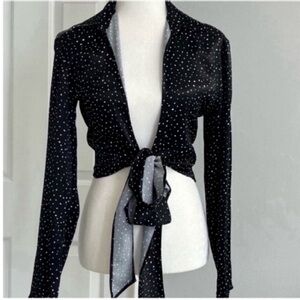 Zara Black/White Polka Dot Tie-Front
Blouse Size XS